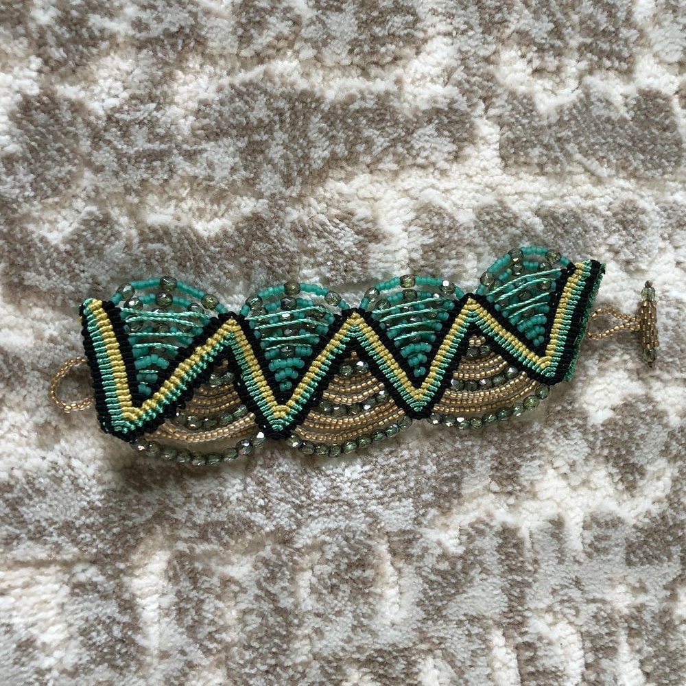 Colorful Yarn and Beaded Thick Wrap Bracelet